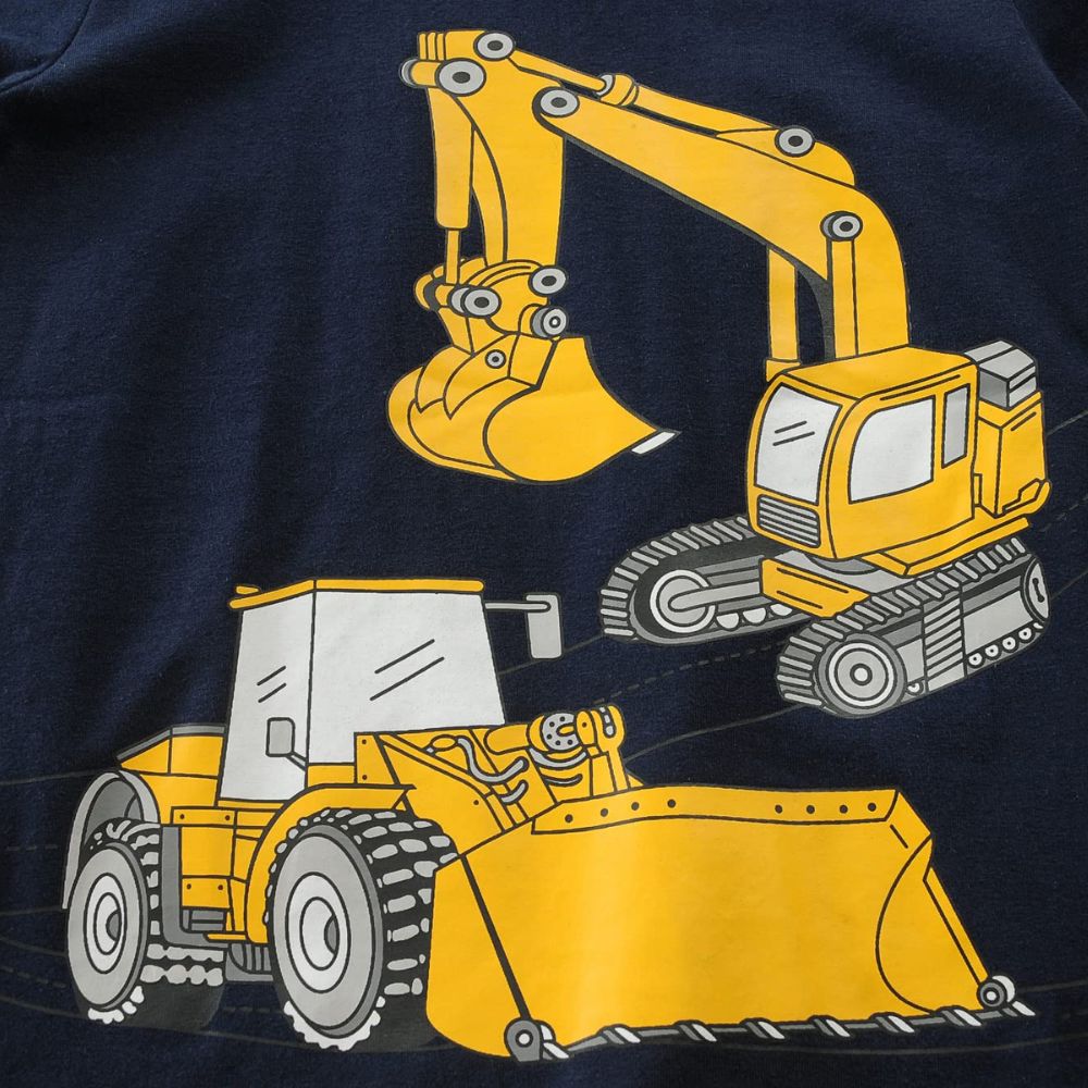 EULLA children's boys' pajamas (long sleeve): cotton pajama set 'Excavator' in dark blue