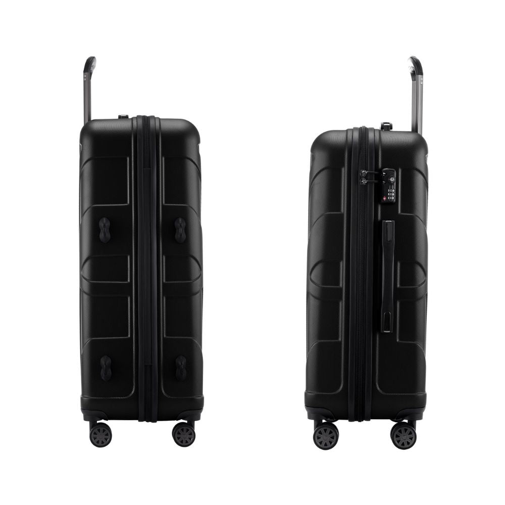 SUITLINE Hartschalen Reisekoffer-Set (3-teilig): TSA-Schloss, ABS | Schwarz-Matt