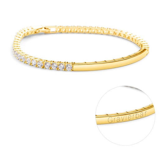 AMOONIC Damen Armband (Gold) mit Gravur & Zirkoniasteinen für Geschenk