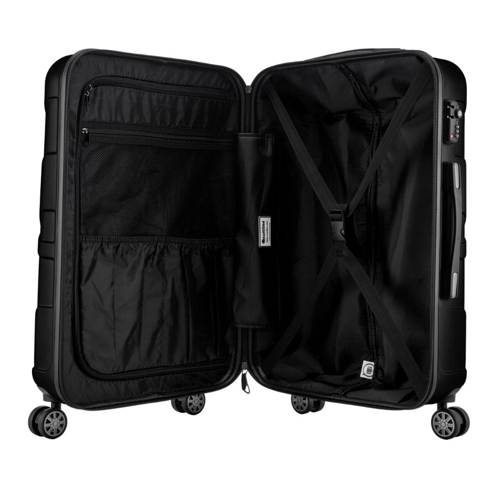 SUITLINE Hartschalen Reisekoffer-Set (3-teilig): TSA-Schloss, ABS | Schwarz-Matt