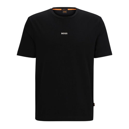 BOSS Herren T-Shirt aus Baumwoll-Mix mit Stretch-Elasthan, Logo-Print