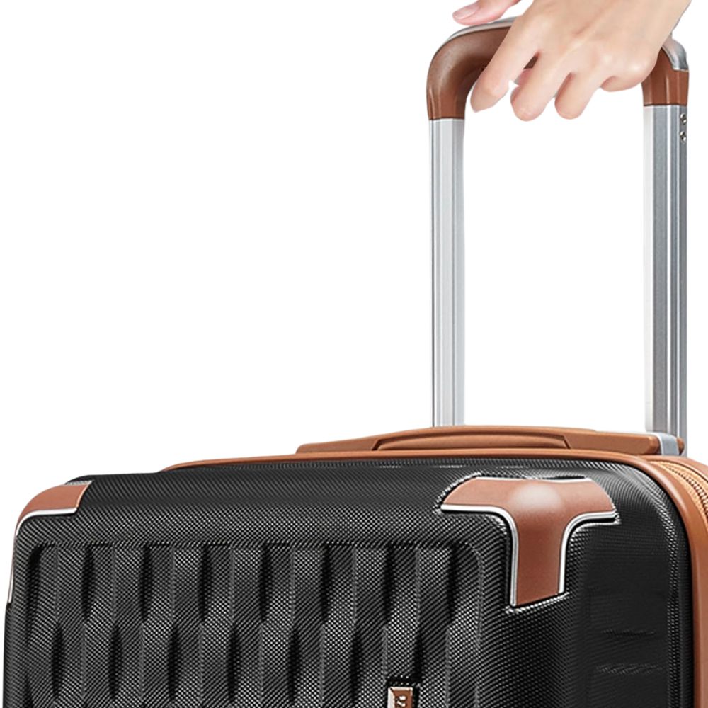 MELALENIA Hartschalen Reisekoffer-Set (7-teilig): Super-Leicht, TSA-Schloss | Schwarz