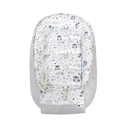 Medi Partners Baby-Nestchen für Neugeborene aus 100% Baumwolle (100x60x15cm): Eulen-Motiv