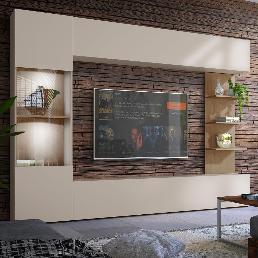Wall unit 'Lazando' | Media wall, display cabinet, TV wall with white LED lighting