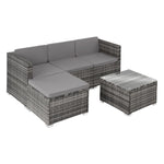 tectake® Poly Rattan Lounge-Sitzgruppe mit Sofa, Sessel, Hocker und Tisch: Wetterfest