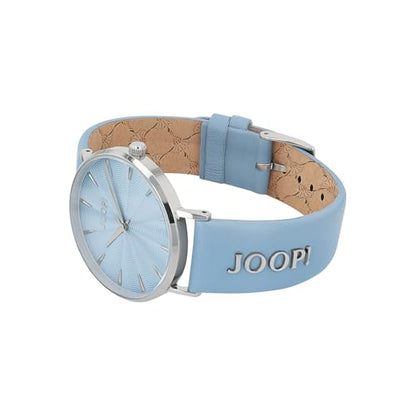 JOOP! Leder Analog Quarz-Armbanduhr für Damen: Blau inkl. Geschenk Box