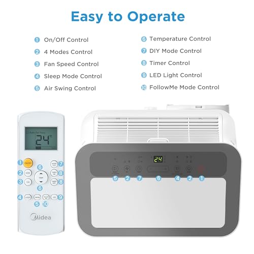 Midea 'Silent Cool 26 Pro WF' Mobiles Klimagerät mit Abluftschlauch: 9000BTU, 2,6kW | APP-Steuerung