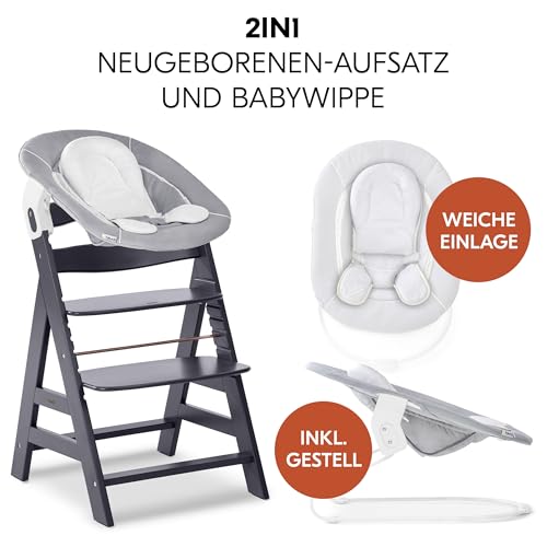 2-in-1 Bouncer Hauck Hochstuhl (Dunkelgrau): Höchster Komfort, Verstellbar inkl. Sitzauflage
