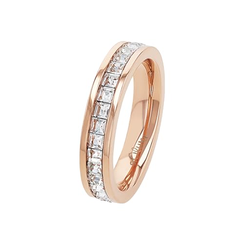 s.Oliver stainless steel ladies' ring with crystal in rose colors including gift box