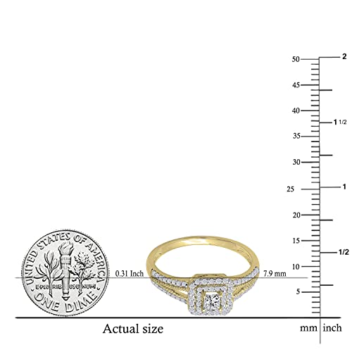 DazzlingRock 'Princess & Round Collection' (K2322-14KY-10) 14Kt Gelbgold, Rundschliff, J Diamant