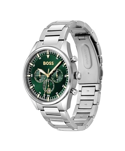 BOSS Chronograph Quarz Uhr (1513868) für Herren aus Kollektion 'Pioneer' mit silbernes Edelstahlarmband
