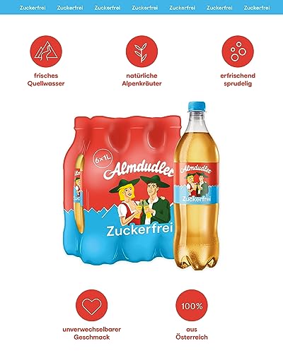 Almdudler Austrian Alpine Herb Lemonade (6 x 1 liter) with Alpine herb flavor