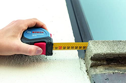 Bosch Professional Maßband (5m) | Aluminiumgehäuse, Magnethaken, Einhandbedienung