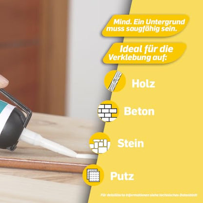 Pattex 'Kleben statt Bohren' Montagekleber (Extra Stark) mit einfacher Verwendung | 133g: Alle Materialien, ohne Lösungsmittel,