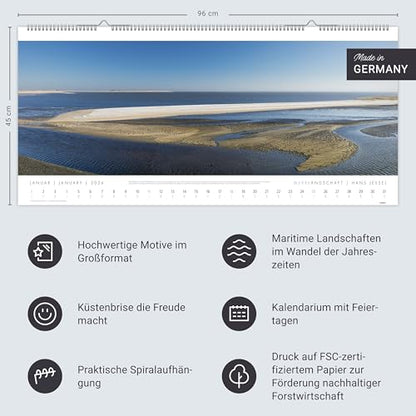 Meerlandschaft 'SYLT' Kalender 2026 - Hans Jessel: Großer XXL Panorama-Wandkalender
