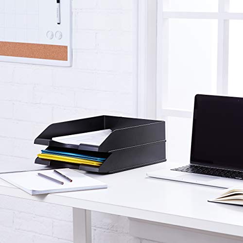 Amazon Basics (2er-Set) stapelbarer Schreibtisch- Briefablagen in Schwarz