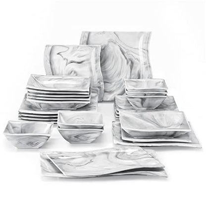 MALACASA 'Serie Flora' (26-teiliges Porzellan Geschirrset): Tafelservice Teller-Set