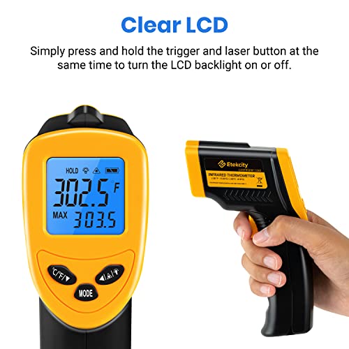Industrie Digital Infrarot Thermometer -50 bis +610°C mit LCD Beleuchtung (Nicht für Menschen)