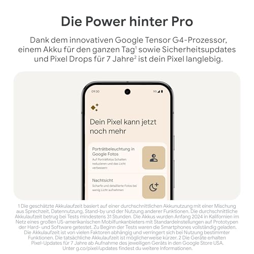 Google Pixel 9 Pro XL (128GB) mit Gemini ohne SIM-Lock, Dreifach-Rückkamerasystem, KI-Technologie