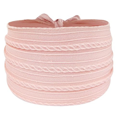 Baby Mädchen Turban Elastische Stirnband-Schleife (2er-Set in Rosa und Weiß)