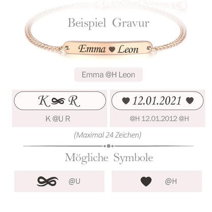 TMT Personalisiertes Damen Armband mit Gravur in Silber, Gold und Rosegold