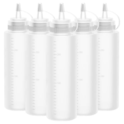 Lestiven 250ml Squeeze Quetsch-Flasche (5 Stück) mit Kappen - BPA Frei