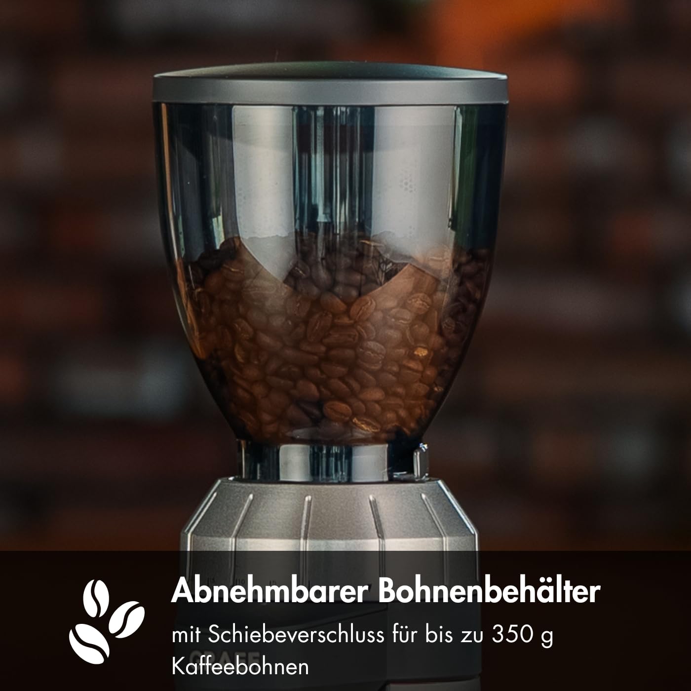 GRAEF (CM800) Elektrische Kaffeemühle '128W' mit Aluminiumgehäuse | 350g Bohnenbehälter