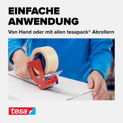 tesa 64014 packaging tape (transparent): 6 rolls of 66m x 50mm, quiet &amp; UV-resistant