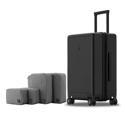 LEVEL8 Hartschalen Reisekoffer mit Organizer-Set (4-teilig): Elegance Matt | Schwarz