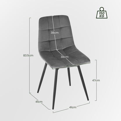 EUGAD 4er-Set Esszimmerstühle: Drehbarer Küchen-, Polsterstuhl mit Metallbeine (Dunkelgrau)
