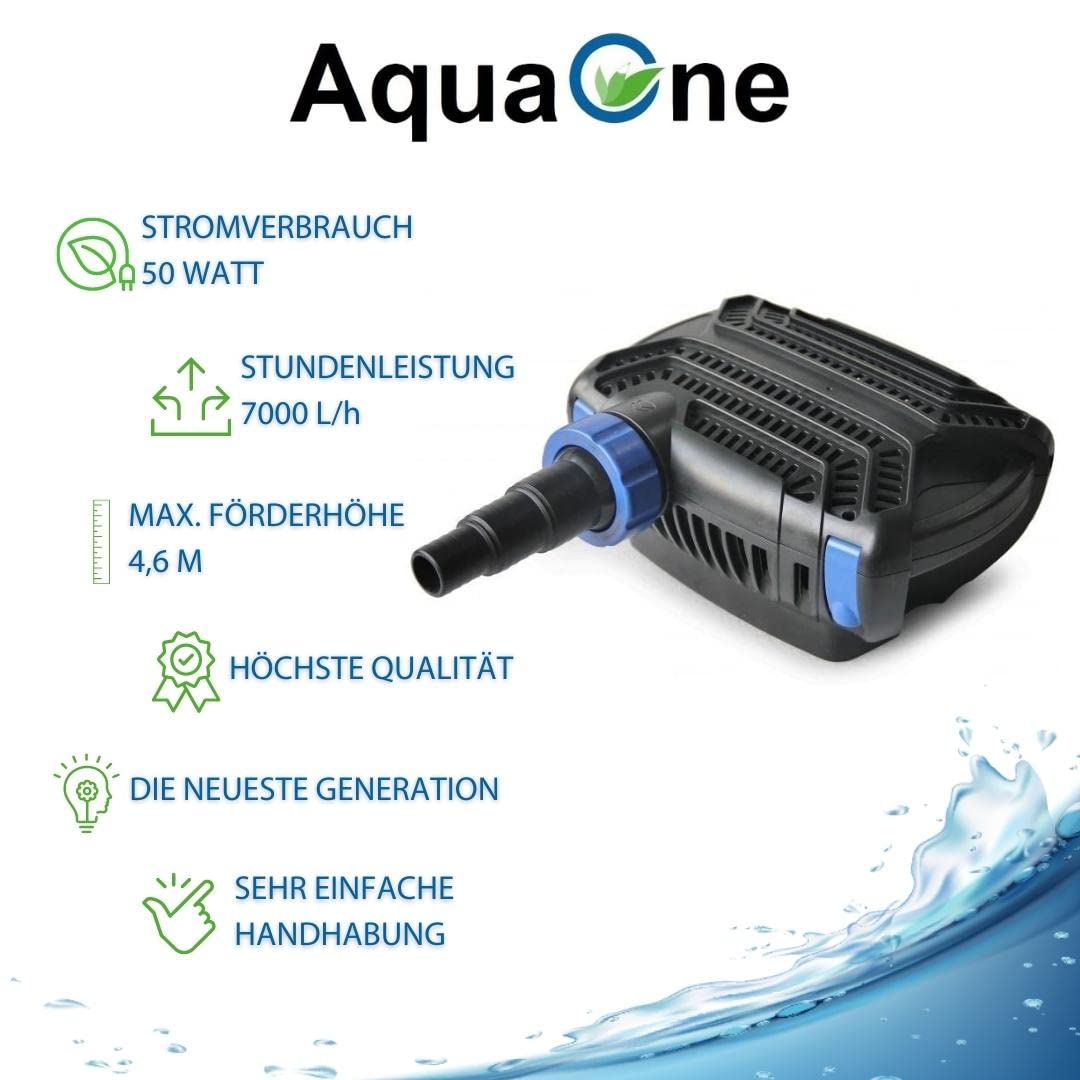 AquaOne Eco Teichpumpe mit Filter (CTF-B 7000): 50 Watt, 7000l/h für den Gartenteich