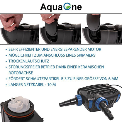 AquaOne Eco Teichpumpe mit Filter (CTF-B 7000): 50 Watt, 7000l/h für den Gartenteich