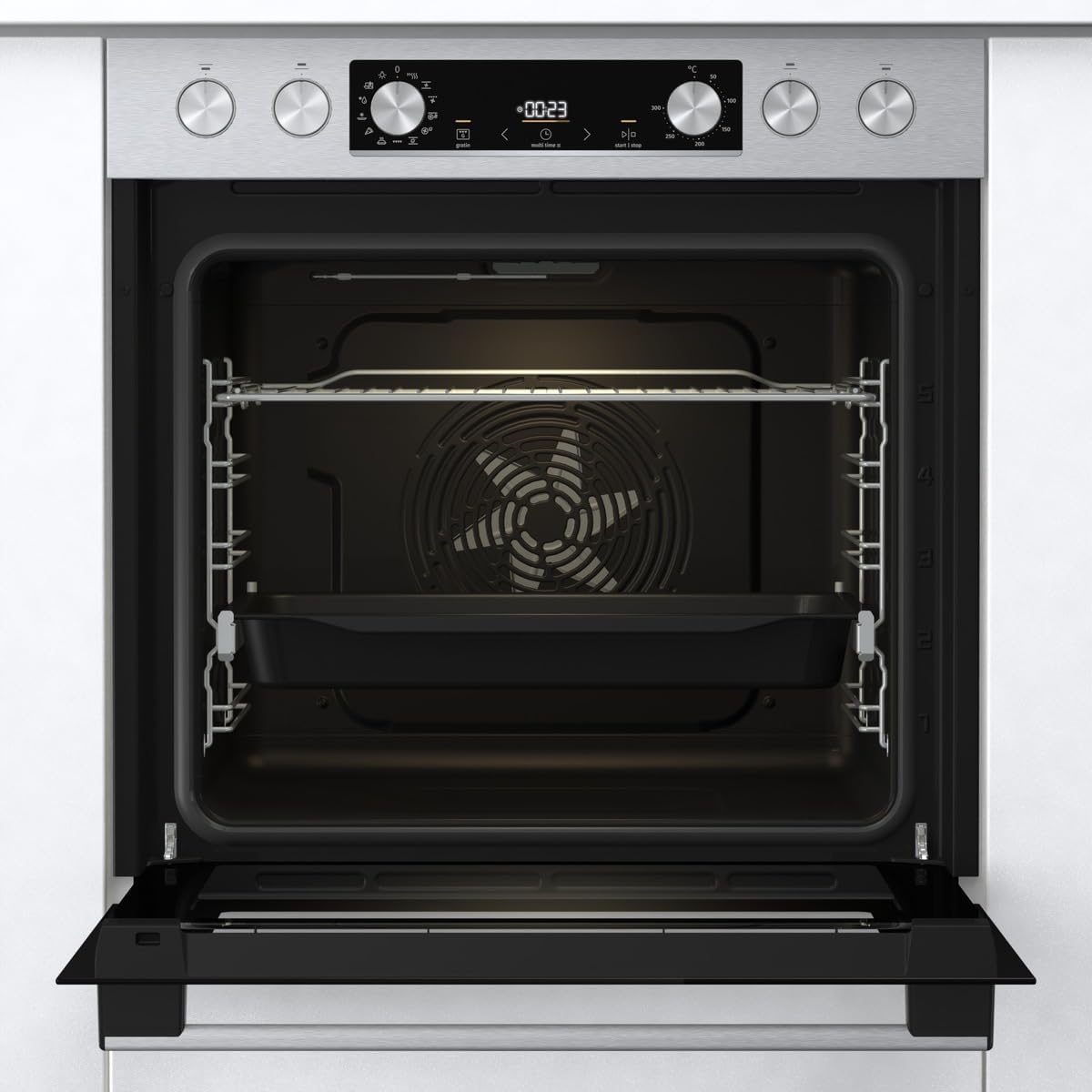Gorenje Inox convection oven set (77L BigSpace): glass ceramic hob, AquaClea, PizzaMode, AirFry