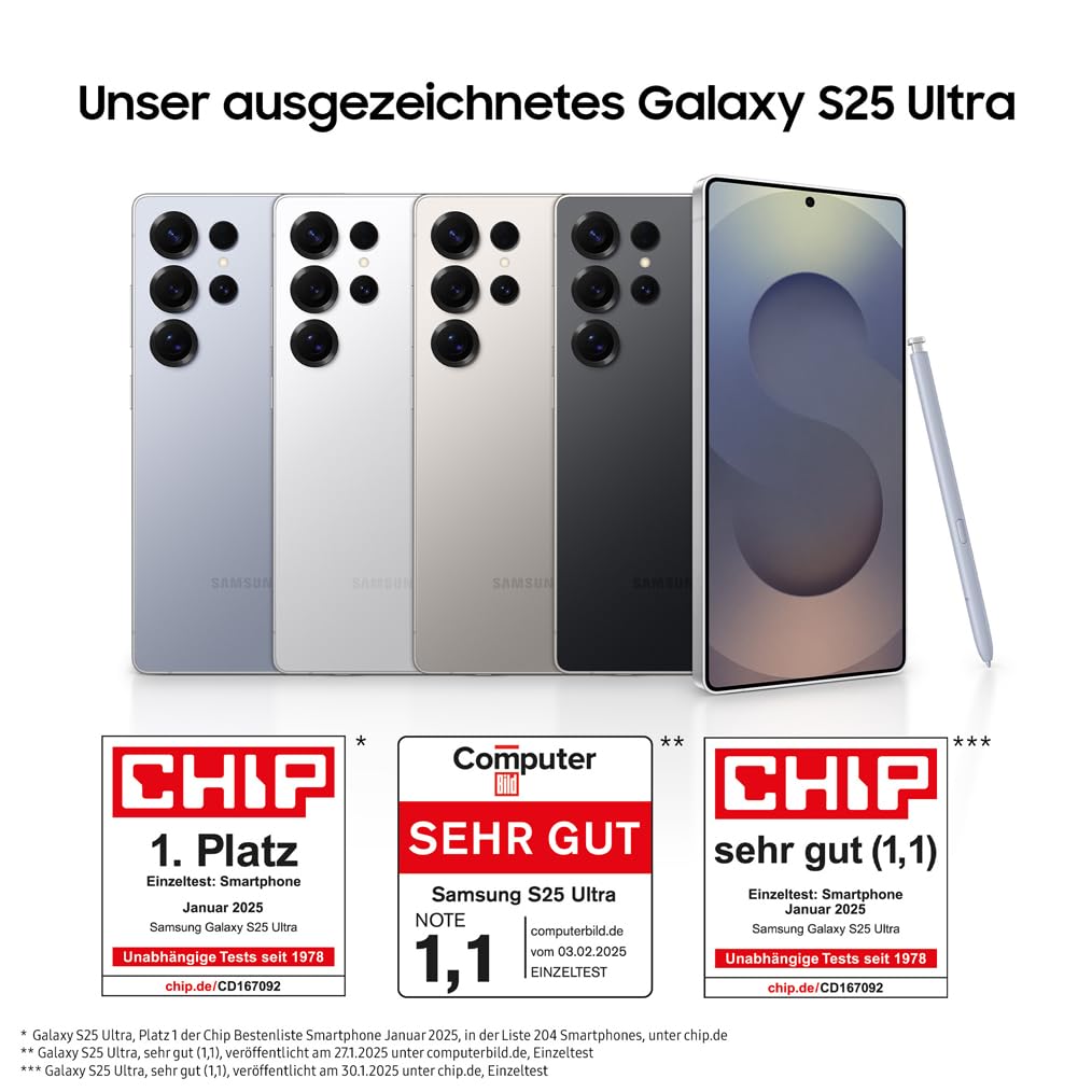 Samsung Galaxy S25 Ultra mit Galaxy AI (12GB RAM, 256GB Speicher) Titanium Schwarz