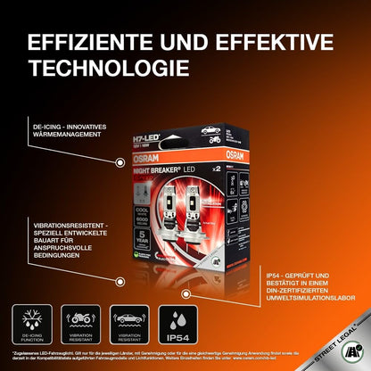 OSRAM Night Breaker (LED-Speed H7): Fern- und Abblendlicht mit Straßenzulassung, 6000K