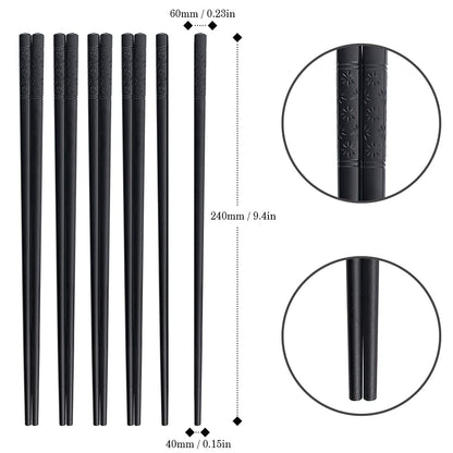 Japanese Fiberglass Chopsticks: Dishwasher Safe, Reusable Alloy (Black)