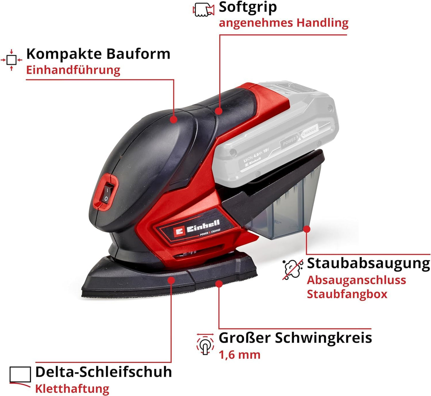 Einhell Akku-Multischleifer (TE-OS 18/150) Li-Solo Power X-Change ohne Akku und Ladegerät