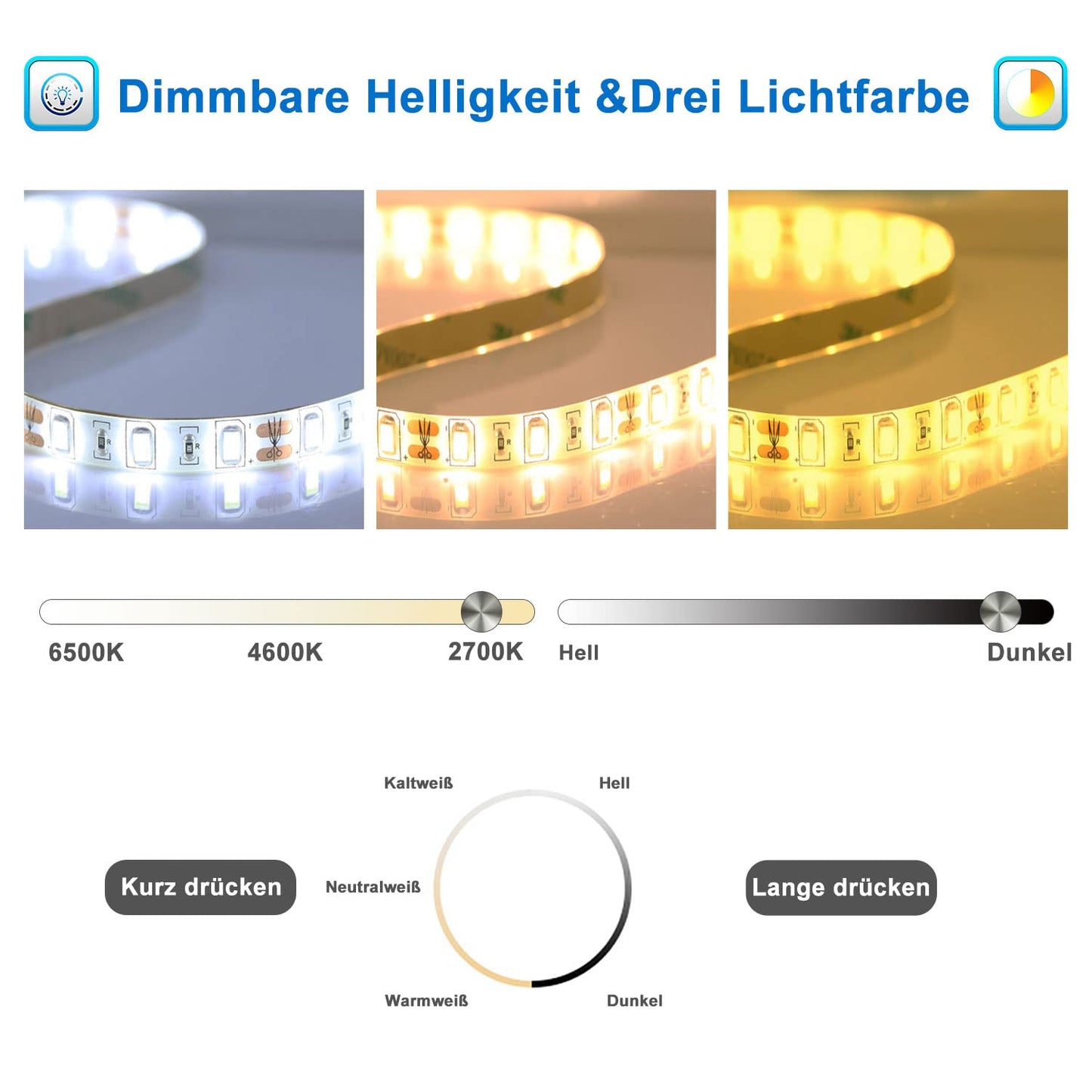 LED bathroom mirror (160×80cm) with Bluetooth &amp; memory touch switch: Dimmable, anti-fog