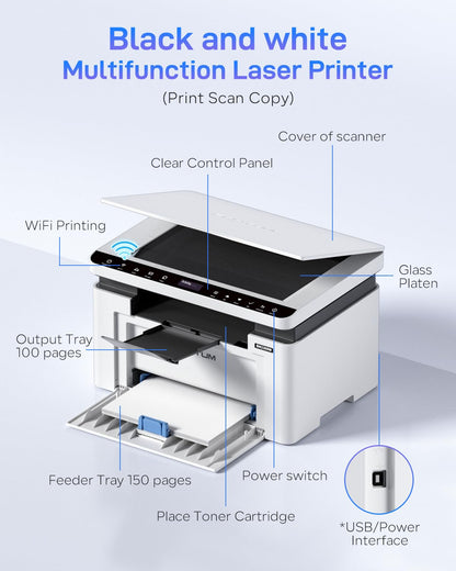 PANTUM (BM2309W) 3-in-1 Multifunktionsgerät | Laserdrucker, Scanner, Kopierer: WLAN, Airprint