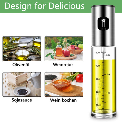 BETA NOBLE Ölsprüher Glas (100ml) für Küche & Grill mit Fächerdüse