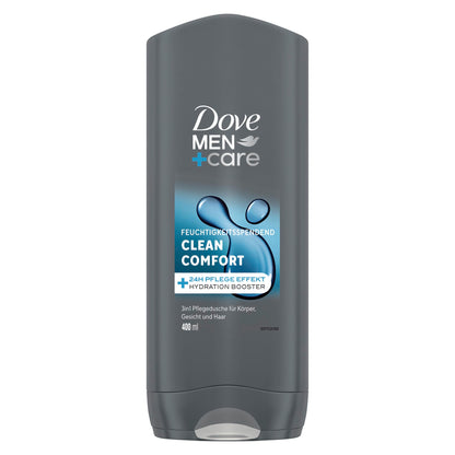 Dove Men+Care 3-in-1 Duschgel 'Clean Comfort' Duschbad für Körper, Gesicht und Haar (6x400ml)