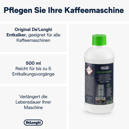 De'Longhi EcoDecalk Entkalker (500ml) | Für Kaffeemaschinen und Kaffeevollautomaten