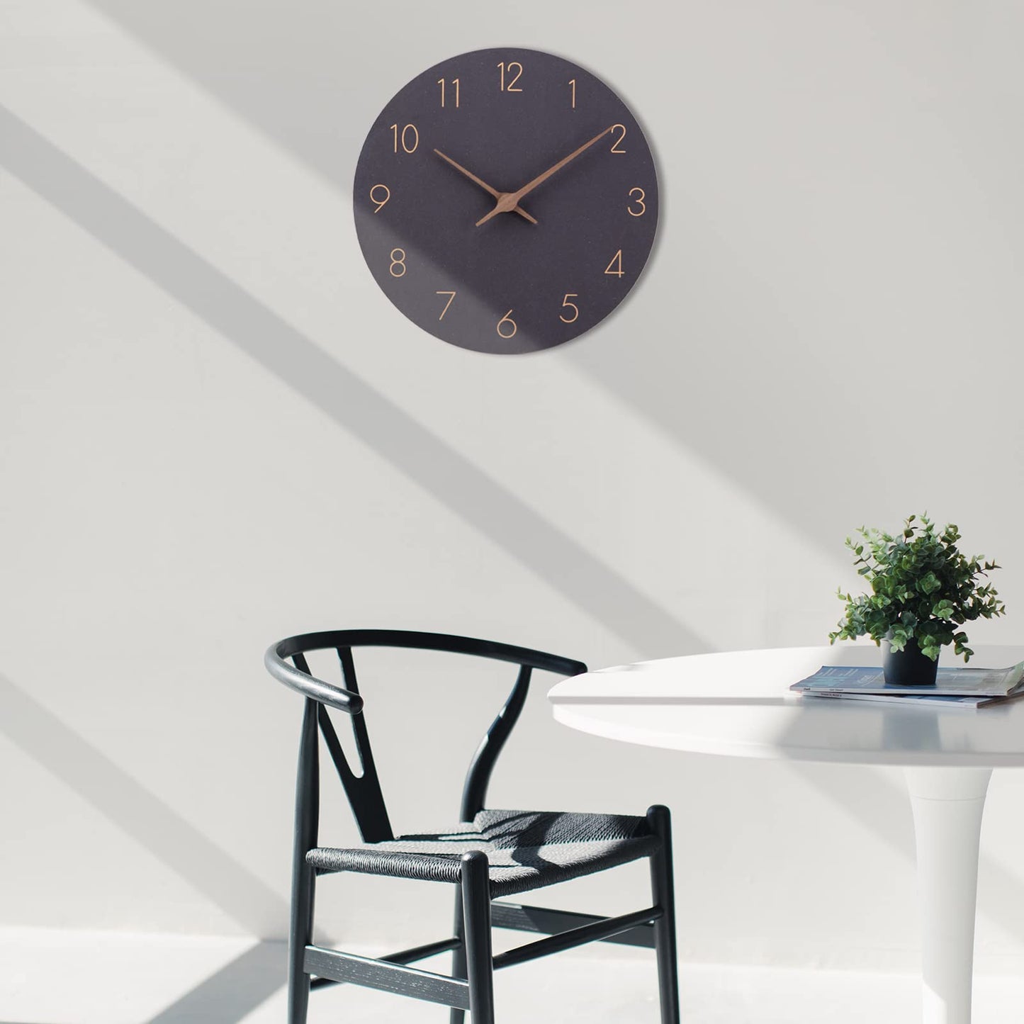 Holz Quarz-Wanduhr (30cm) ohne Tickgeräusche für Wohnzimmer, Küche: Batteriebetrieben