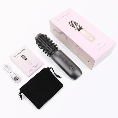 Wireless Reise-Lockenstab-Minibürste für Frauen (7000mAh): USB-Aufladbar mit Negativen Ionen