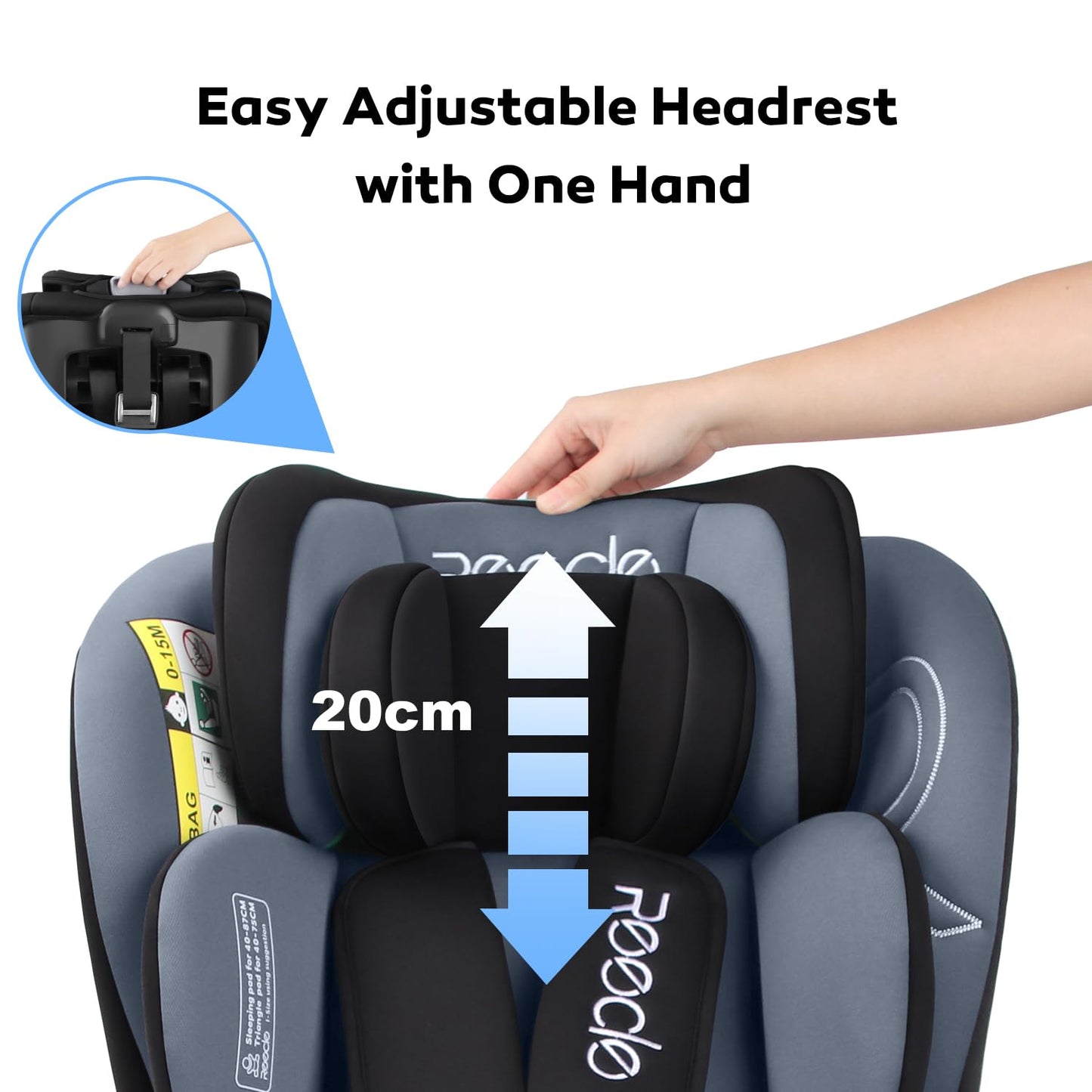 Reecle i-Size Kindersitz (Black Gray) 0+/1/2/3 | ISOFIX, Sicherheitszertifiziert
