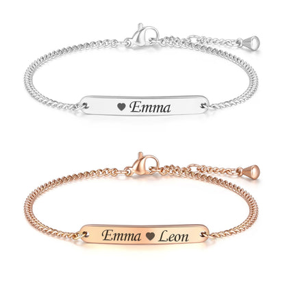 TMT Personalisiertes Damen Armband mit Gravur in Silber, Gold und Rosegold