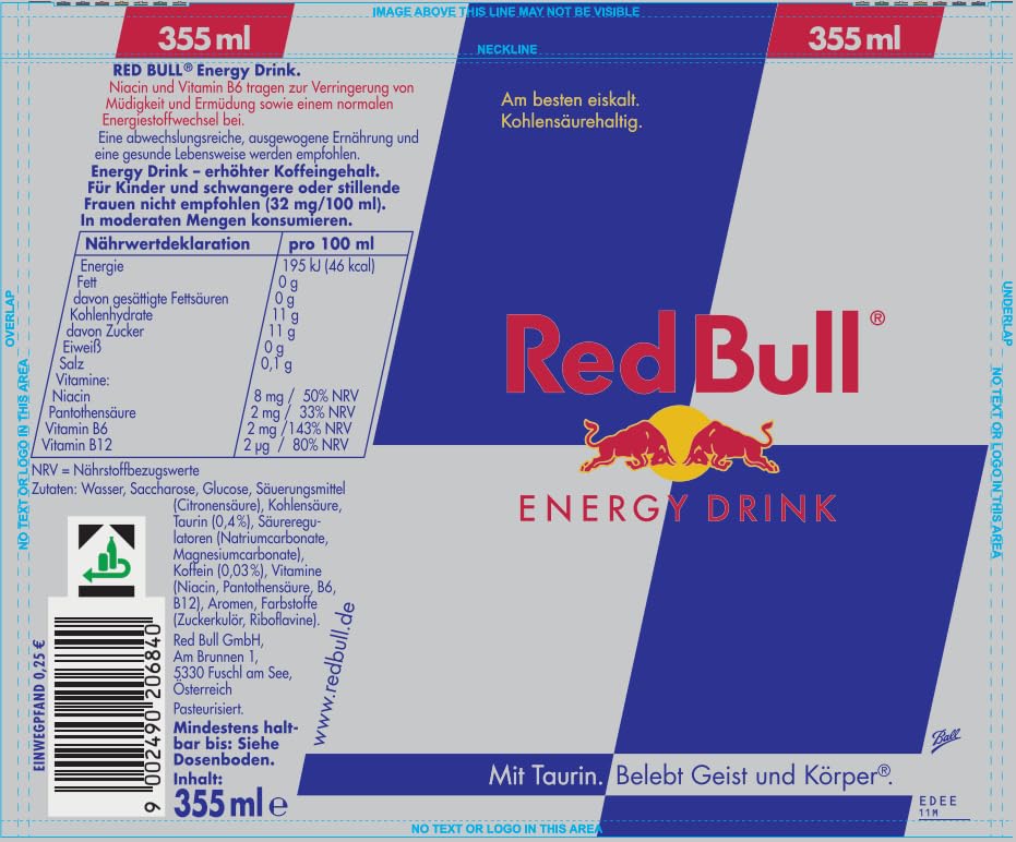 Red Bull Energy Drink with Taurine &amp; Vitamins (24x 355ml): ONE-WAY deposit