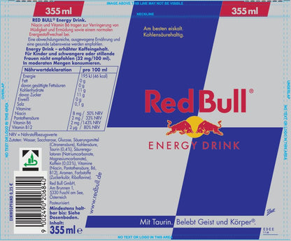 Red Bull Energy Drink with Taurine &amp; Vitamins (24x 355ml): ONE-WAY deposit