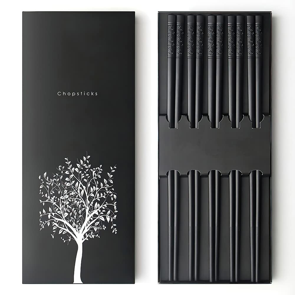 Japanese Fiberglass Chopsticks: Dishwasher Safe, Reusable Alloy (Black)