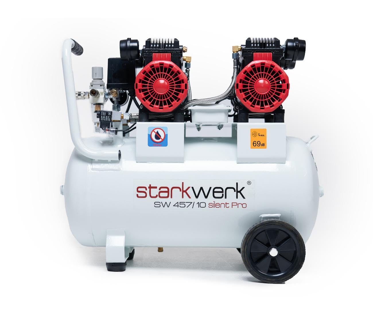STARKWERK Druckluftkompressor (SW 457/10) inkl. Druckminderer und Wasserabscheider: 10 Bar, 50 Liter